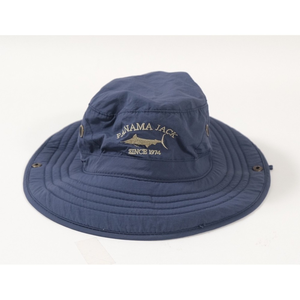 Panama Jack Safari Hat Men Medium Navy Blue Boonie Fishing Sun Hat Brim Snap